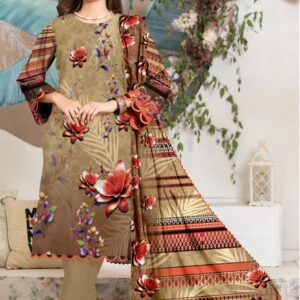 Premium Unstitched Lawn 3-Piece Suit – Designer-Inspired Digital Print | Summer Collection – Design 01
