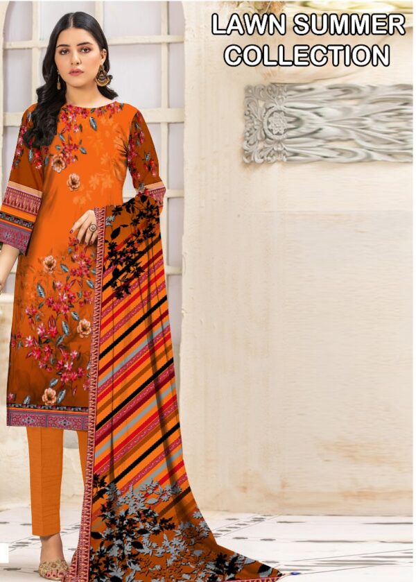 Premium Unstitched Lawn 3-Piece Suit – Designer-Inspired Digital Print | Summer Collection – Design 10