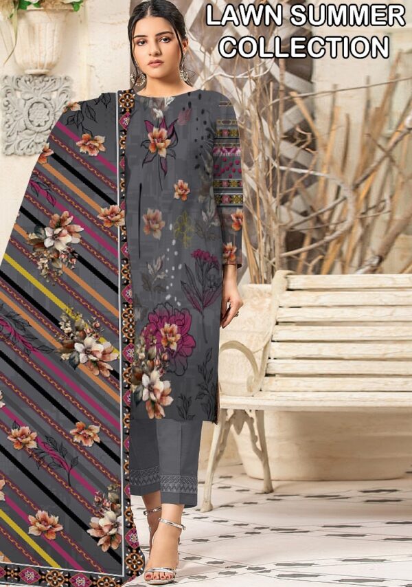 Premium Unstitched Lawn 3-Piece Suit – Designer-Inspired Digital Print | Summer Collection – Design 08
