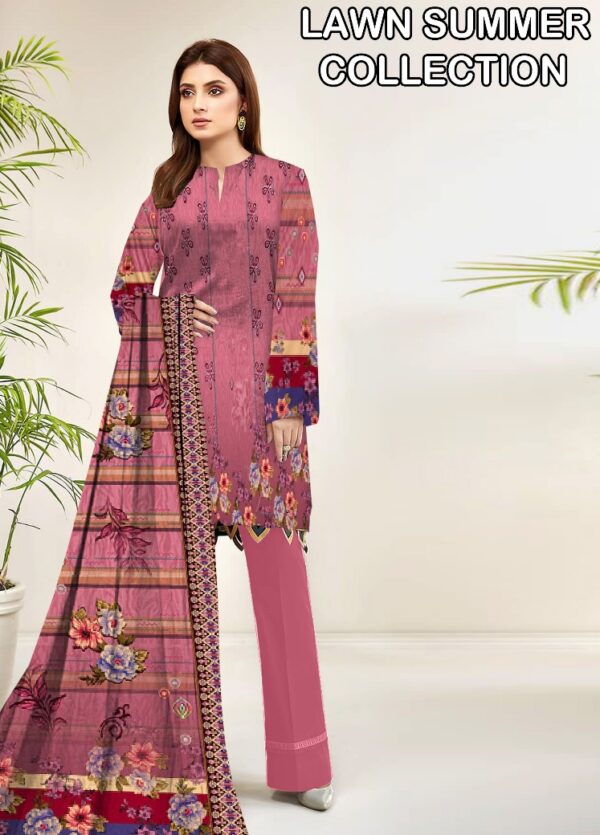 Premium Unstitched Lawn 3-Piece Suit – Designer-Inspired Digital Print | Summer Collection – Design 06