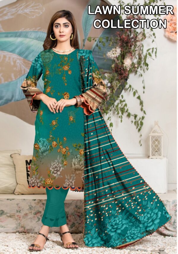 Premium Unstitched Lawn 3-Piece Suit – Designer-Inspired Digital Print | Summer Collection – Design 05