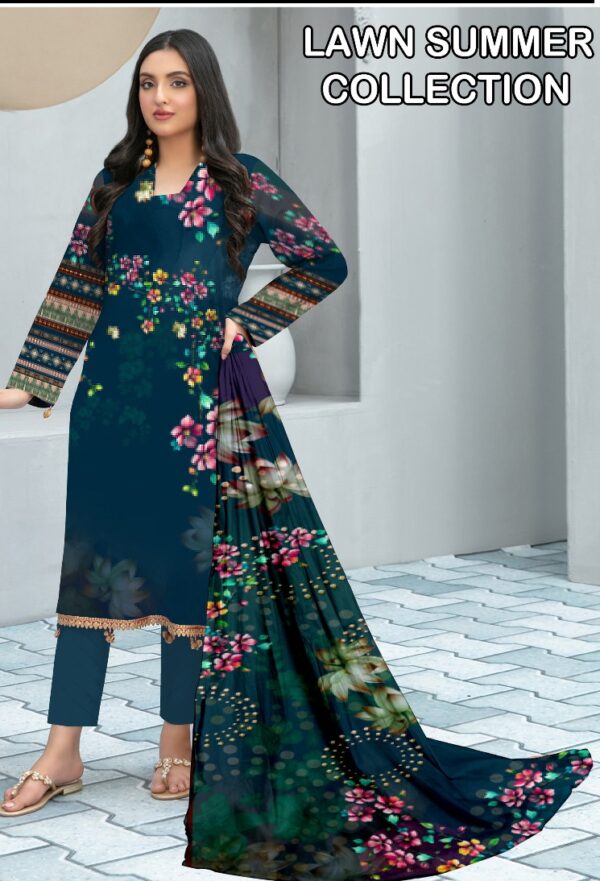 Premium Unstitched Lawn 3-Piece Suit – Designer-Inspired Digital Print | Summer Collection – Design 04