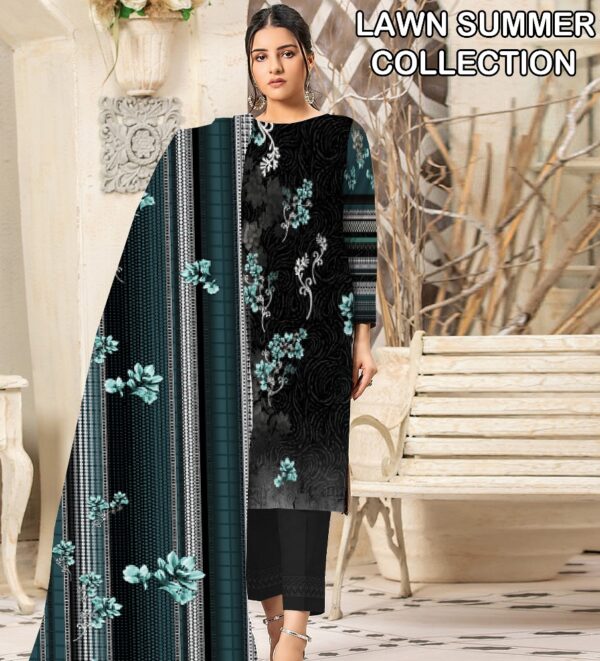 Premium Unstitched Lawn 3-Piece Suit – Designer-Inspired Digital Print | Summer Collection – Design 02